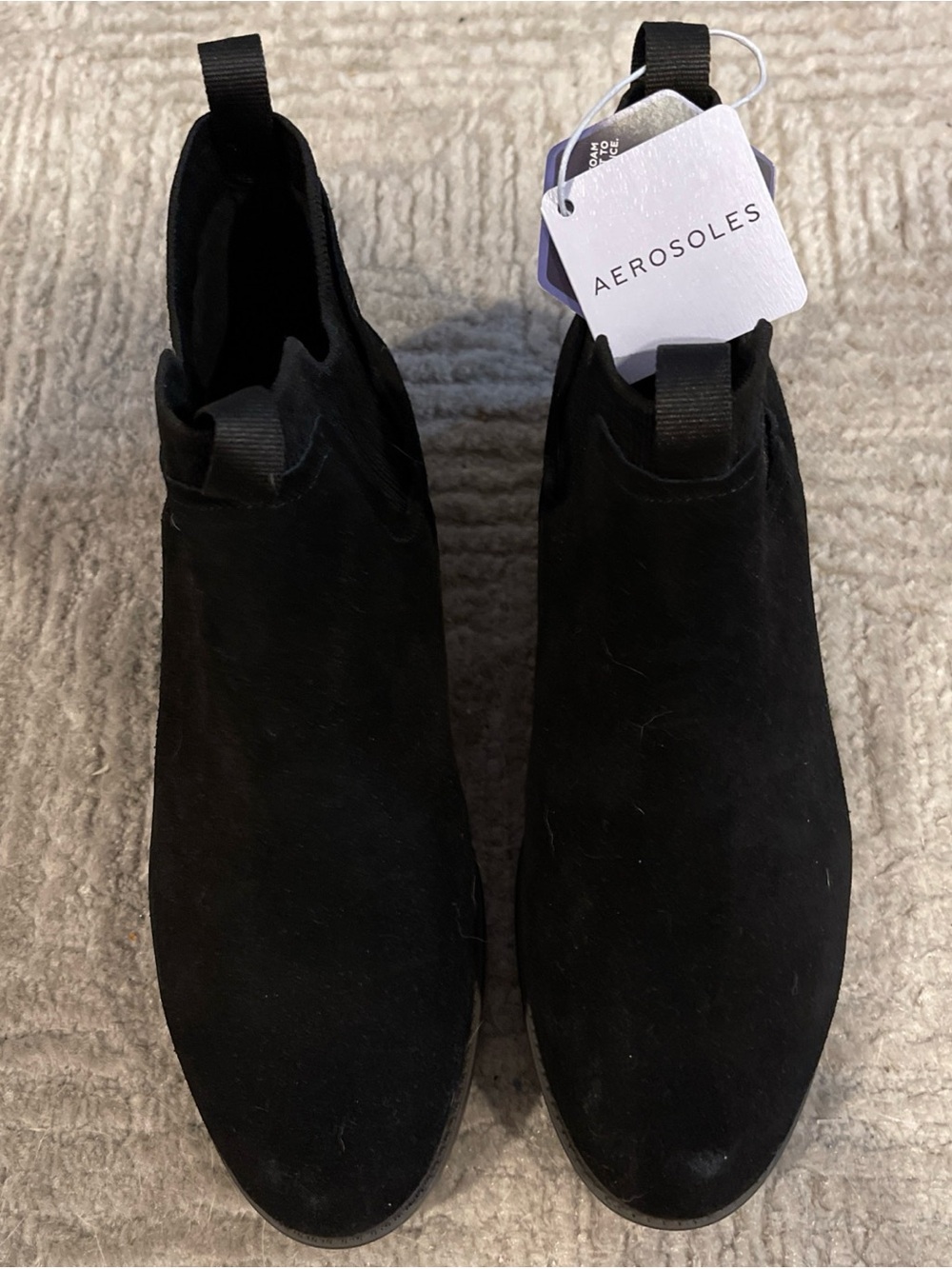 AEROSOLES Black Suede Chelsea Ankle Boots